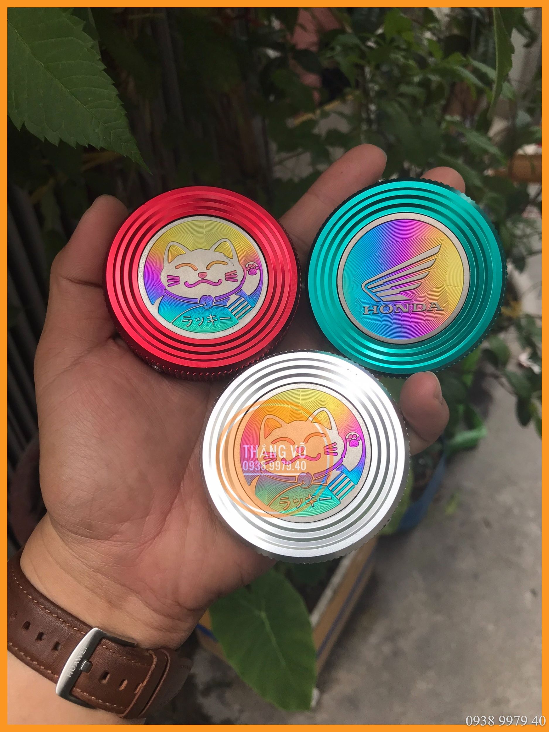 Nắp bình xăng, Nắp bình xăng CNC Nhôm tặng kèm tem Titan nắp xăng cnc phụ kiện xe máy