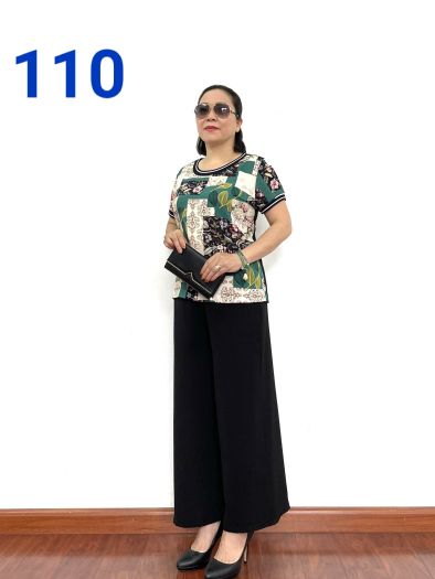 Thời Trang Nữ Trung Niên - Bộ Đồ Trung Niên 2021 - Áo lụa ( mặt sau cotton) phối quần đũi lụa Ống Rộng cực đẹp dành cho quý bà U50 - U60 - U70 - Tuấn Tú Store