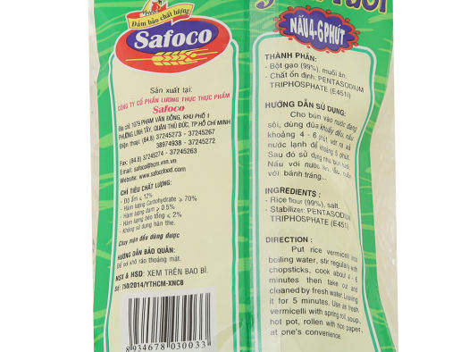 5 Gói Bún Tươi Safoco 300G