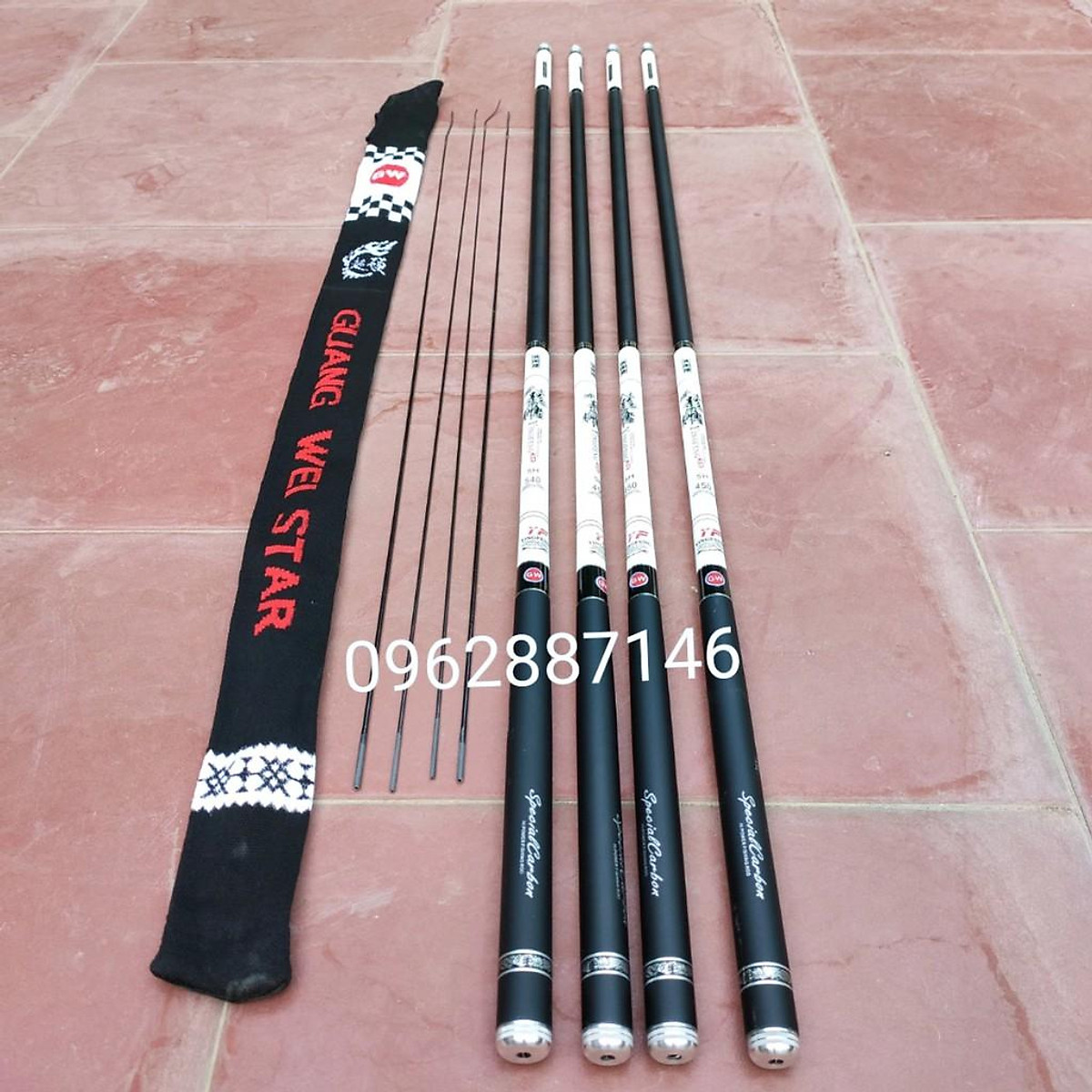 Cần câu tay gw 5h catbon xoắn tặng đọt phụ