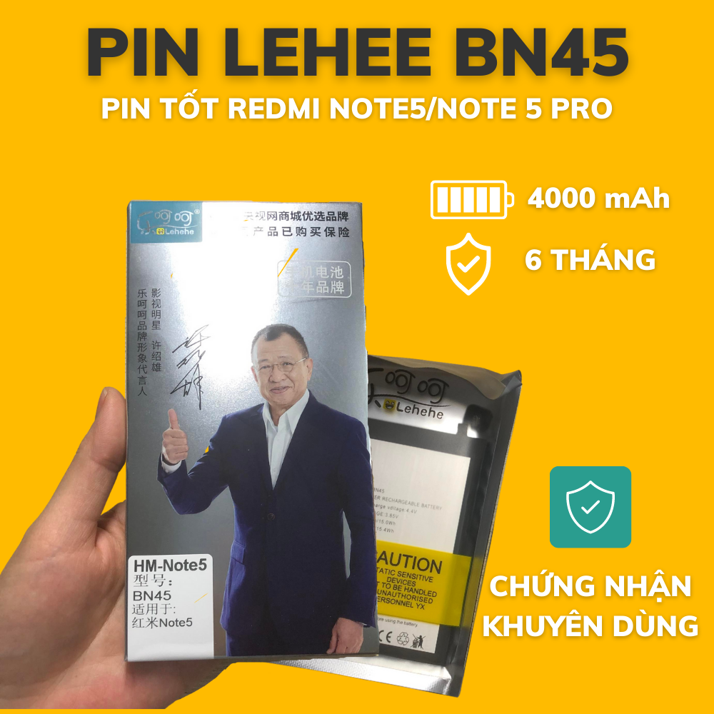 Pin lehehe dành cho máy xiaomi redmi note5 và note5 pro, dung lượng 4000mAh, bảo hành 6 tháng