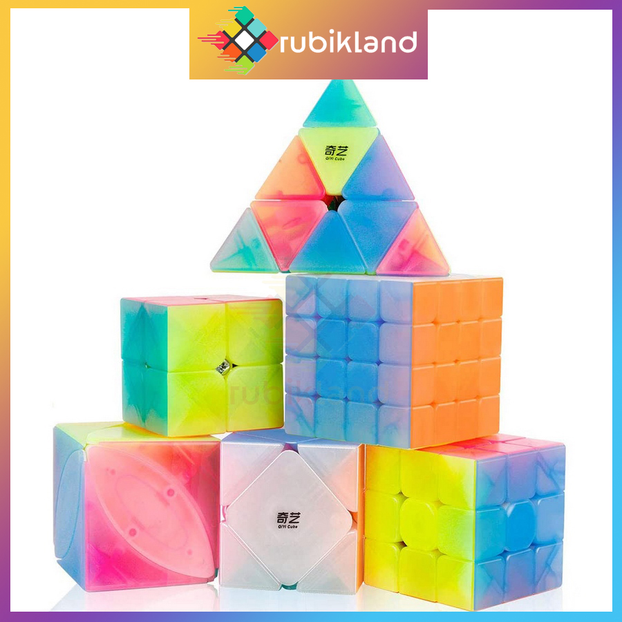 Rubik Jelly QiYi 2x2 3x3 4x4 Pyraminx Skewb Square-1 SQ1 Axis Windmill Fisher Rubic Biến Thể Đồ Chơi Trí Tuệ