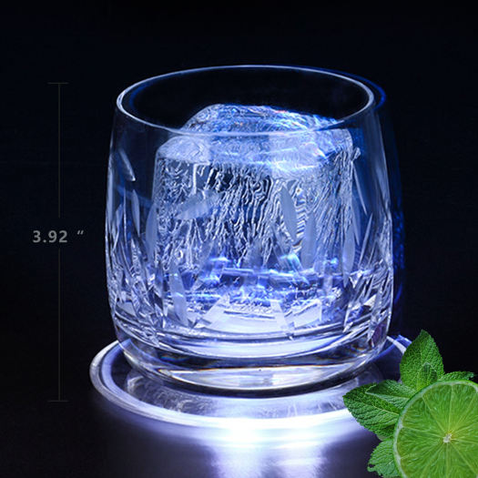 Đế Đèn LED Siêu Mỏng Pha Lê Acrylic Đế Đèn Flash Cocktail Quán Bar Tấm Lót Quán Bar Dạ Quang Và Tấm Lót Cốc Tròn 7 Màu, Đèn KTV