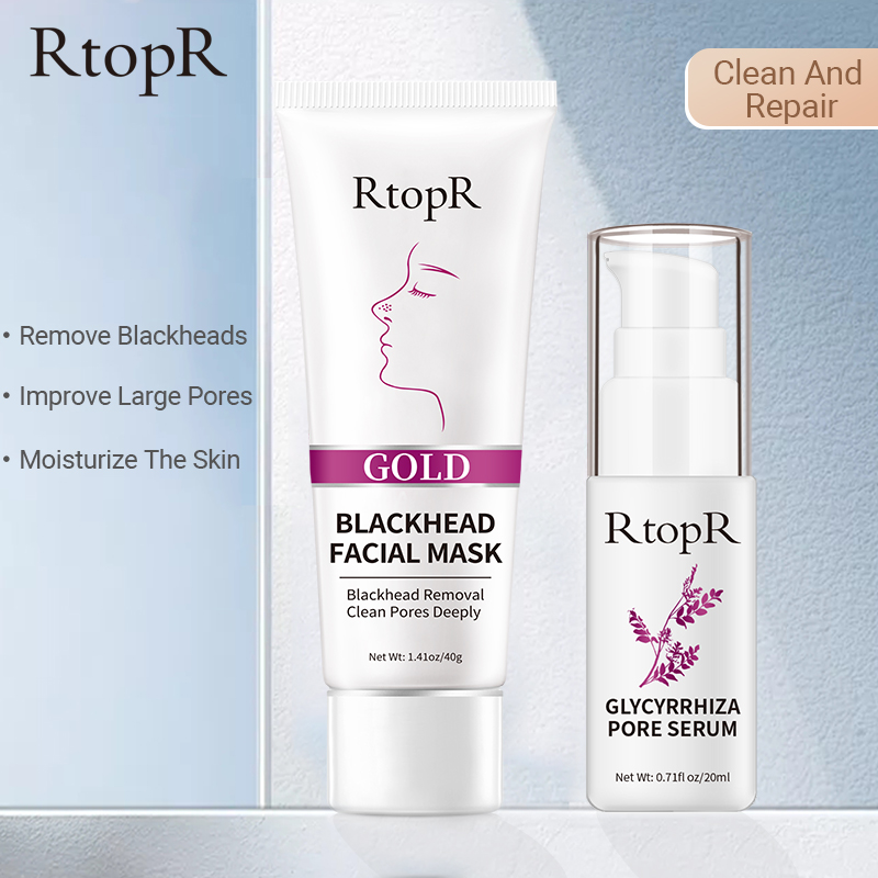 RtopR Bộ kem dưỡng ẩm làm trắng da mặt Mặt nạ lột mụn đầu đen tinh chất vàng giúp giảm nhờn loại bỏ mụn đầu đen thông + chăm sóc da mặt chống nhăn làm trắng da bằng tinh chất cam thảo thu nhỏ lỗ chân lông hiệu quả