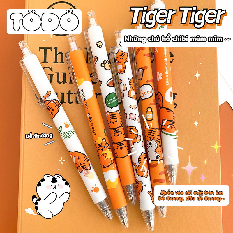 Bút bi mực nước 0.5mm hình con hổ con dễ thương mũm mĩm
