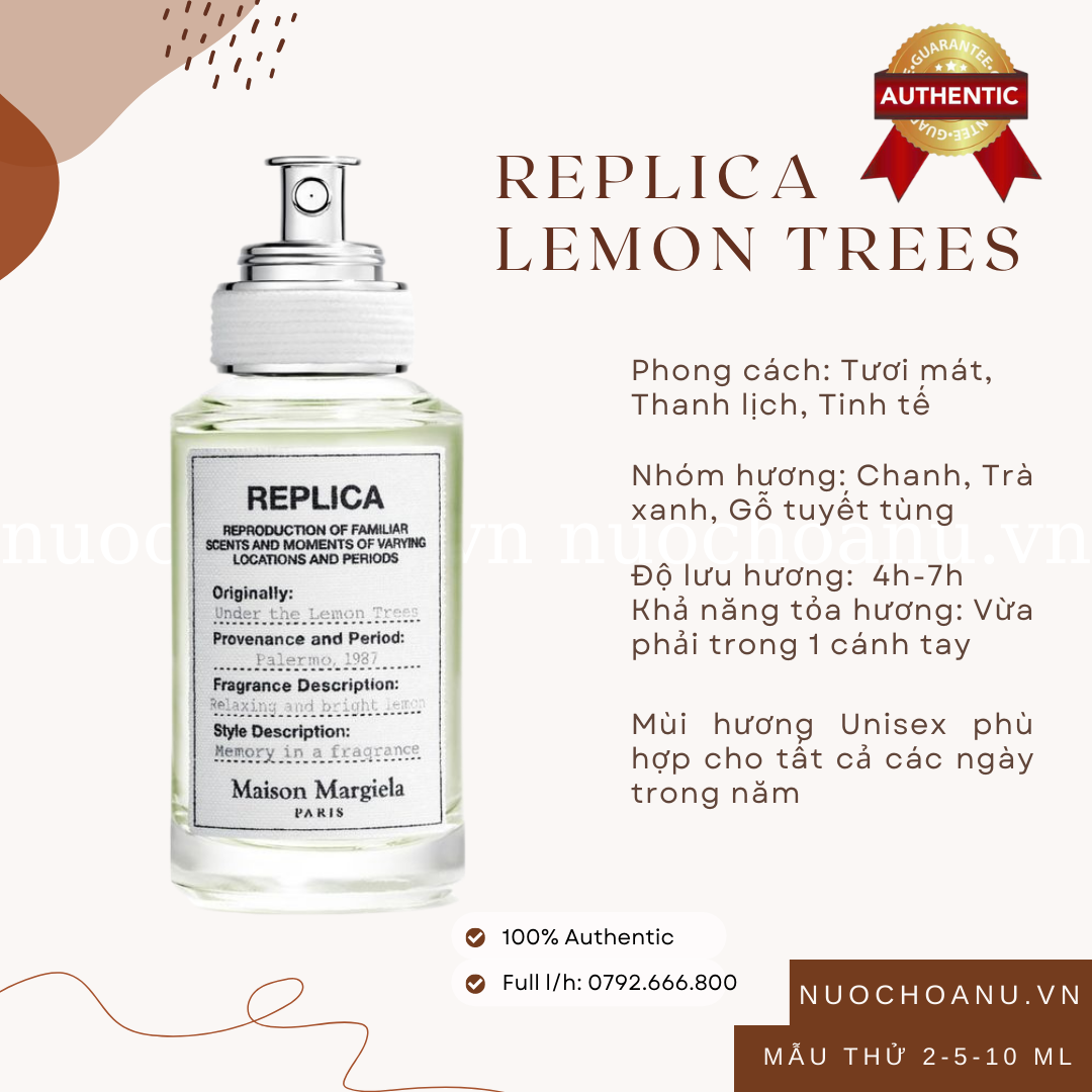 Nước hoa unisex rep_lica under the lemon trees mùi hương tươi mát mẫu thử 2ml 5ml 10ml