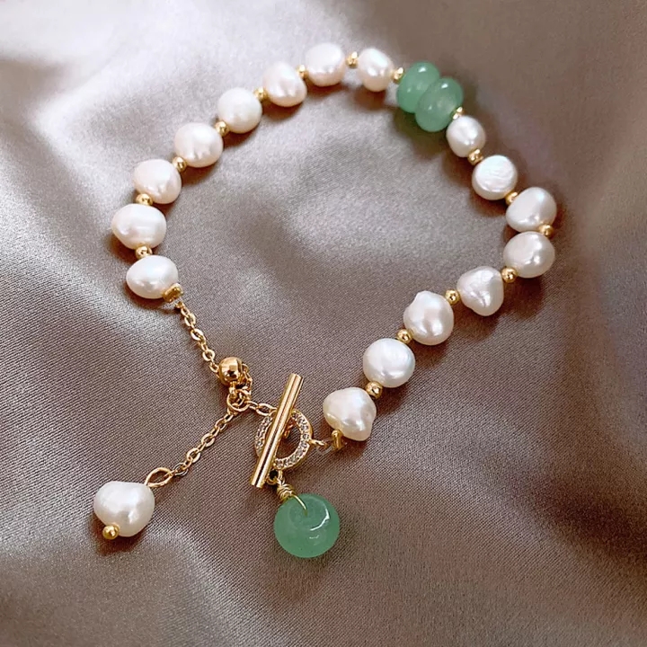 Korean Fashion Baroque Pearl Adjustable Bracelet for Women Lucky Imitation