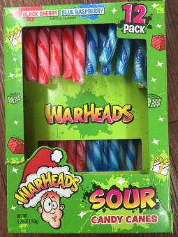Kẹo gậy Giáng Sinh - Kẹo Gậy Noel – Warheads Sour Candy Canes - Hàng Nhập Mỹ (Date T11/2024)
