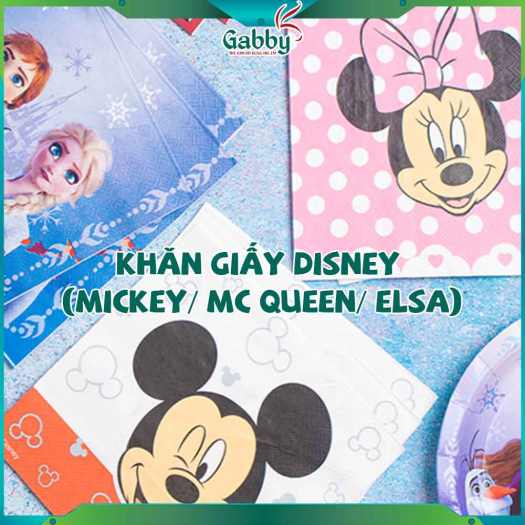 SET 20 KHĂN GIẤY LỚN DISNEY (MICKEY/MC QUEEN/ ELSA) - GABBY STORE