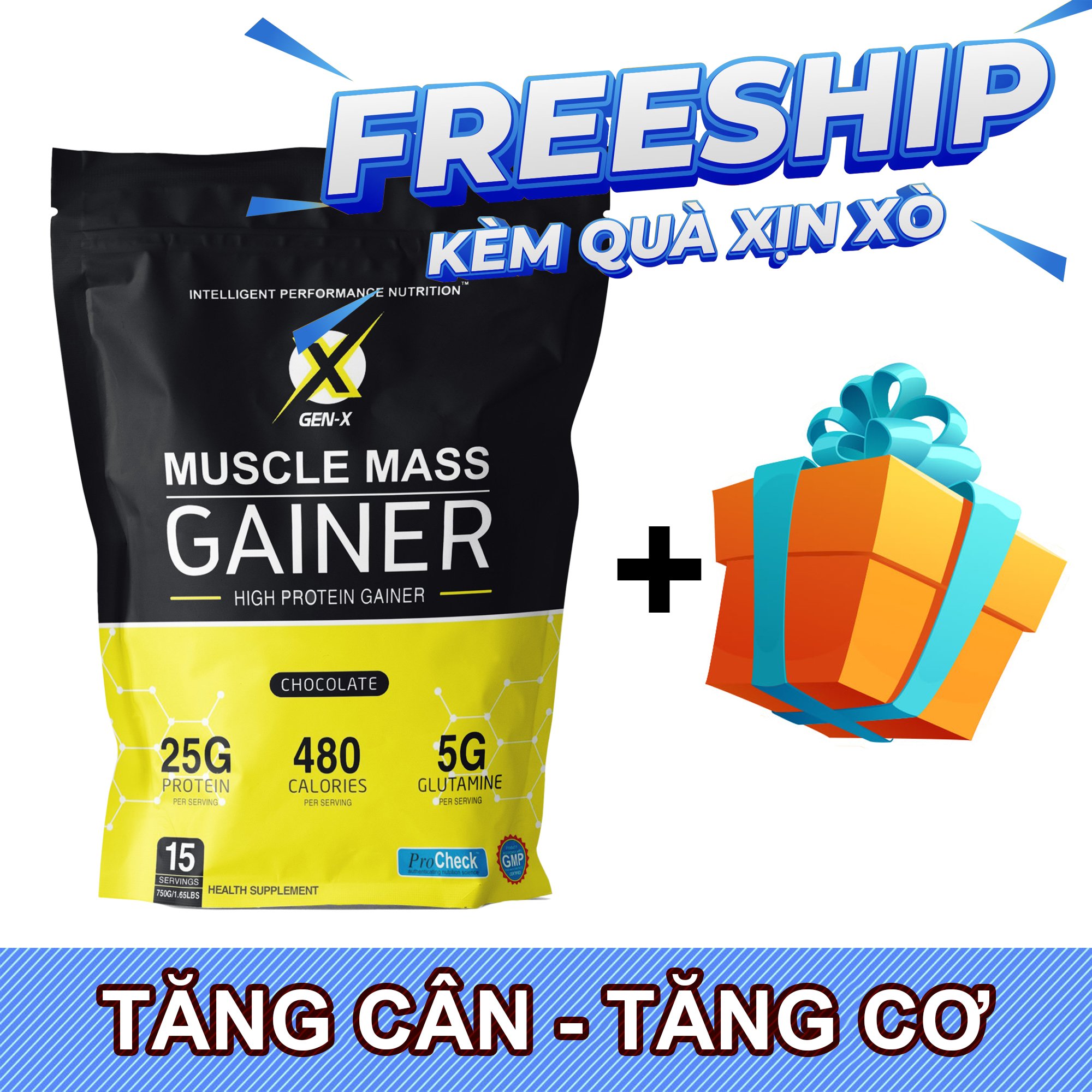 Sữa Tăng Cân Tăng Cơ Mass Gainer 750Gram ( Mua 2 Tặng 1 Bình Lắc )