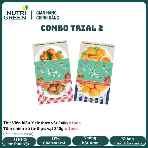 Combo Trial 2 từ thịt chay thực vật Nutrigreen Food thực phẩm chay cao cấp bổ sung dinh dưỡng cho người ăn chay