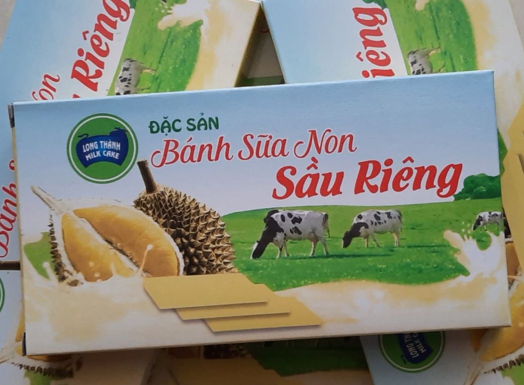 2 hộp bánh sữa non sầu riêng milkcake - đặc sản long thành 150g/h
