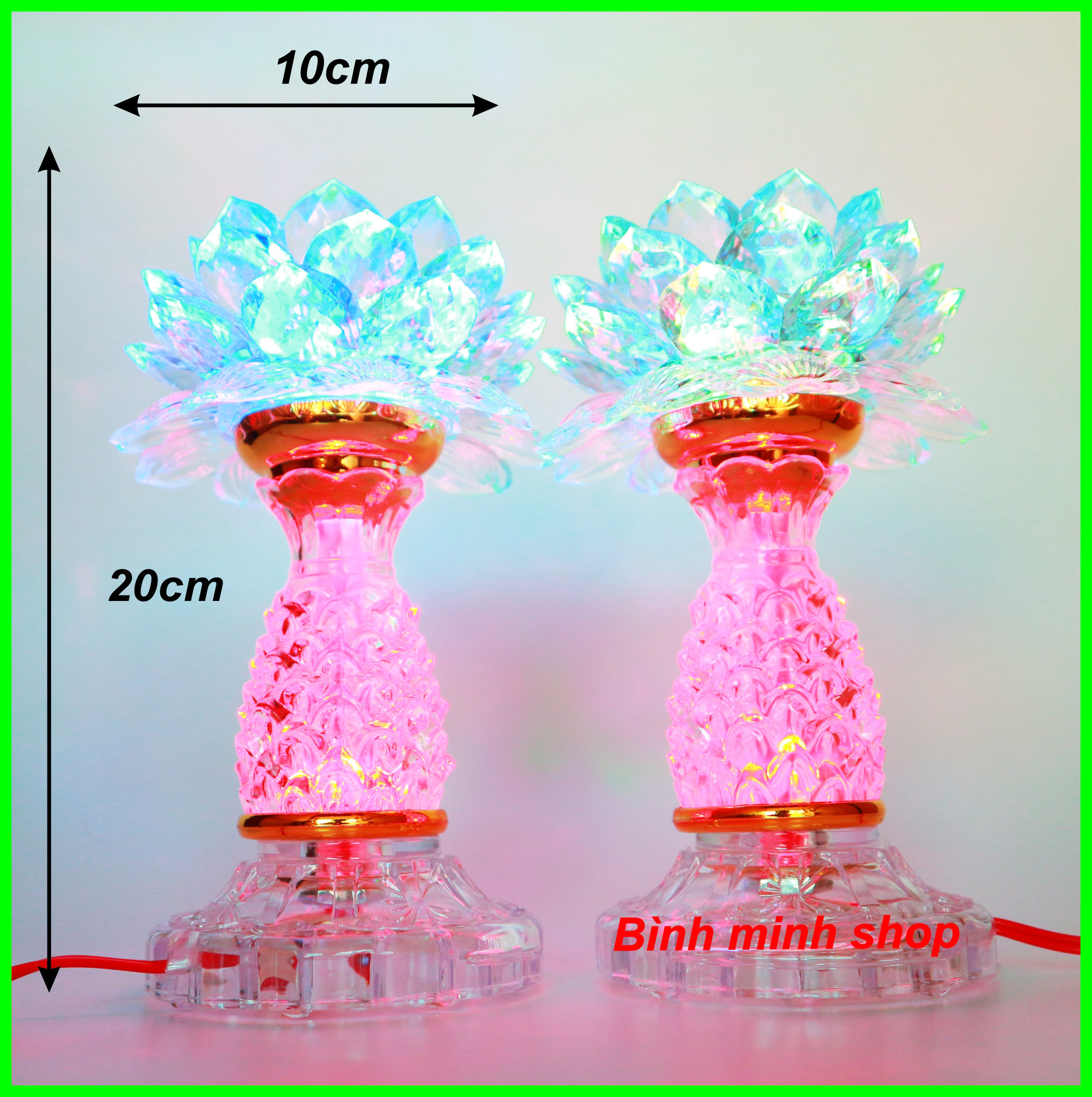 Bộ 2 đèn hoa sen Led hình trái thơm đổi nhiều màu, đèn hoa sen bàn thờ , đèn hoa sen thờ cúng