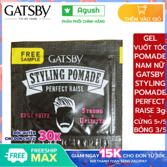 Gel vuốt tóc Pomade nam nữ gốc nước Gatsby Styling Pomade Perfect Raise tạo kiểu Edgy Quiff 3g siêu cứng khá bóng giữ nếp rất lâu không bết dính dễ gội sạch thơm hương trái cây