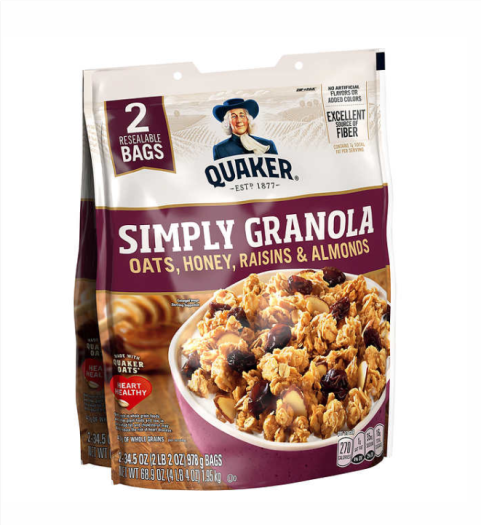Yến mạch Simply Granola Quaker - Ngũ cốc yến mạch ăn liền mật ong hạnh ...