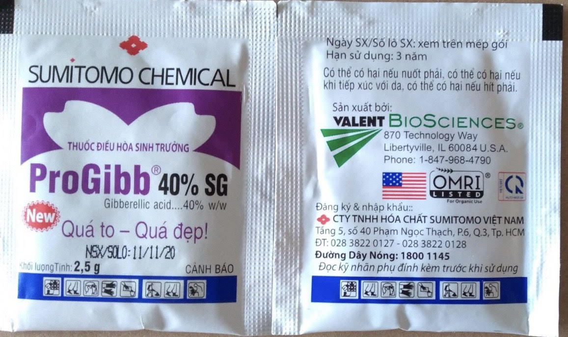 (4 gói size 2.5g) Điều hòa sinh trưởng cây trồng Progibb 40%SG size 2.5g