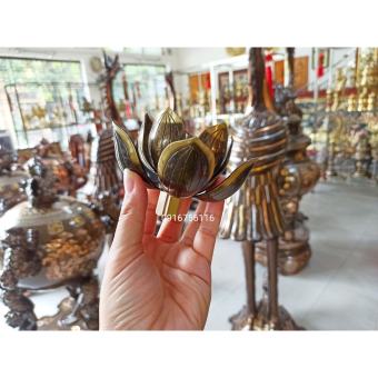 Hoa sen để nến bằng đồng cao cấp cao 7cm x12cm hun màu giả cổ, sen đồng để nến