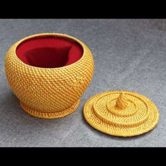 Bộ Ấm Giành Và Tích Pha Trà nhựa giả Mây Tre Đan Loại 1.5 L