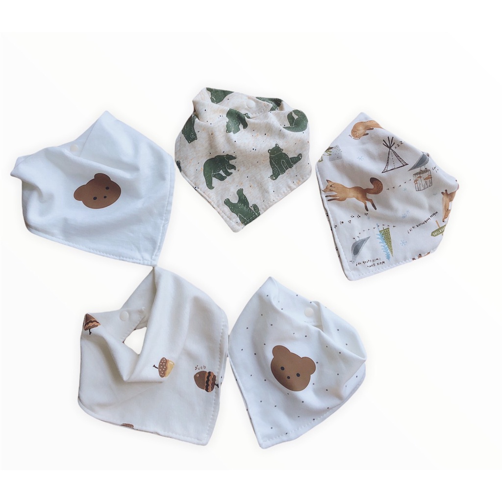 Yếm cotton hình gấu cho bé , có cúc bấm tiện lợi