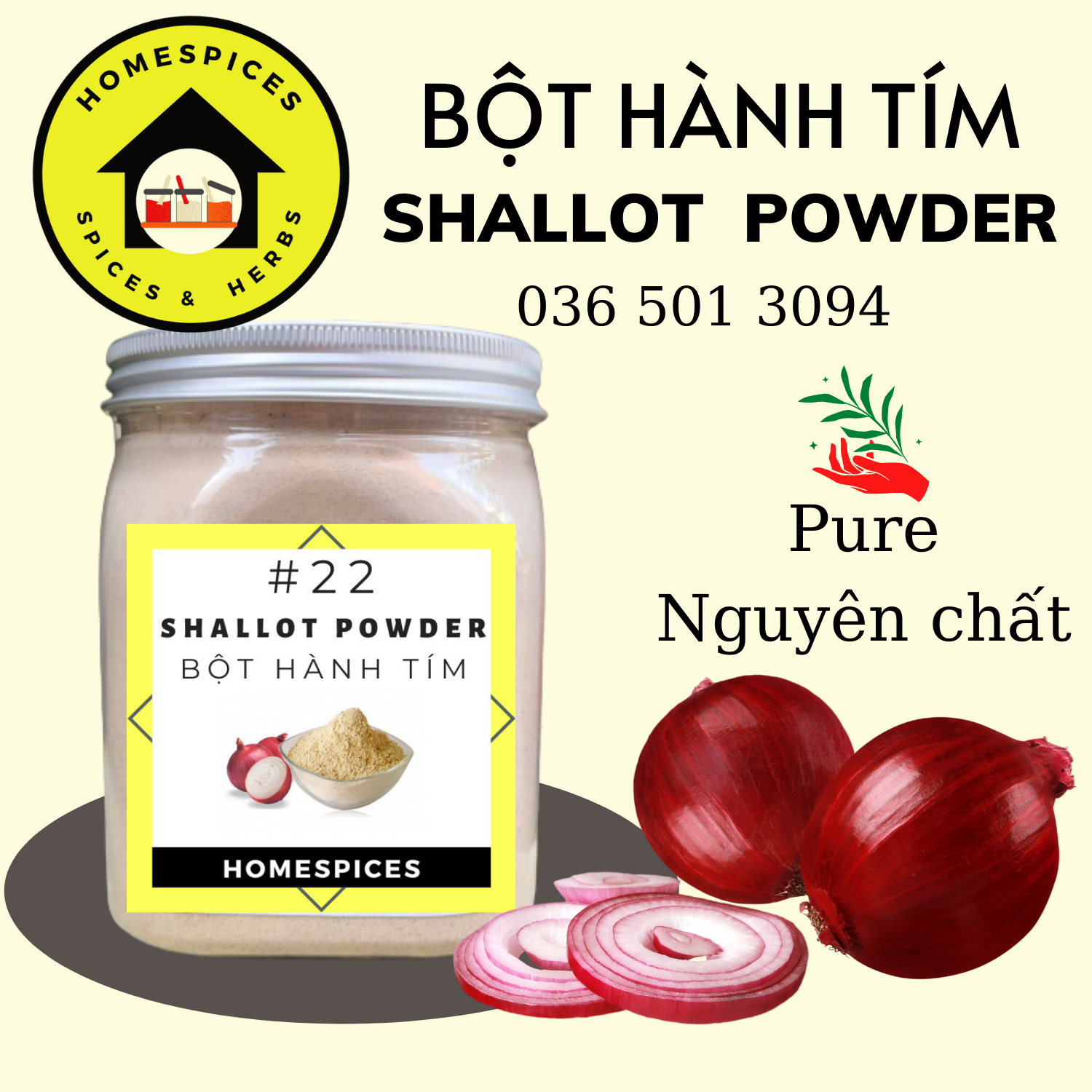 500g bột hành  tím - shallot powder nguyên chất dùng ướp thịt, cá tiện lợi  HOMESPICES gia vị của mọi nhà