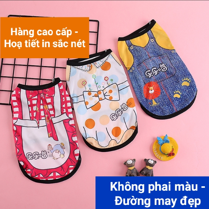 Áo thun ba lỗ cao cấp cho chó mèo - Áo cho thú cưng nhiều size từ 1-15kg