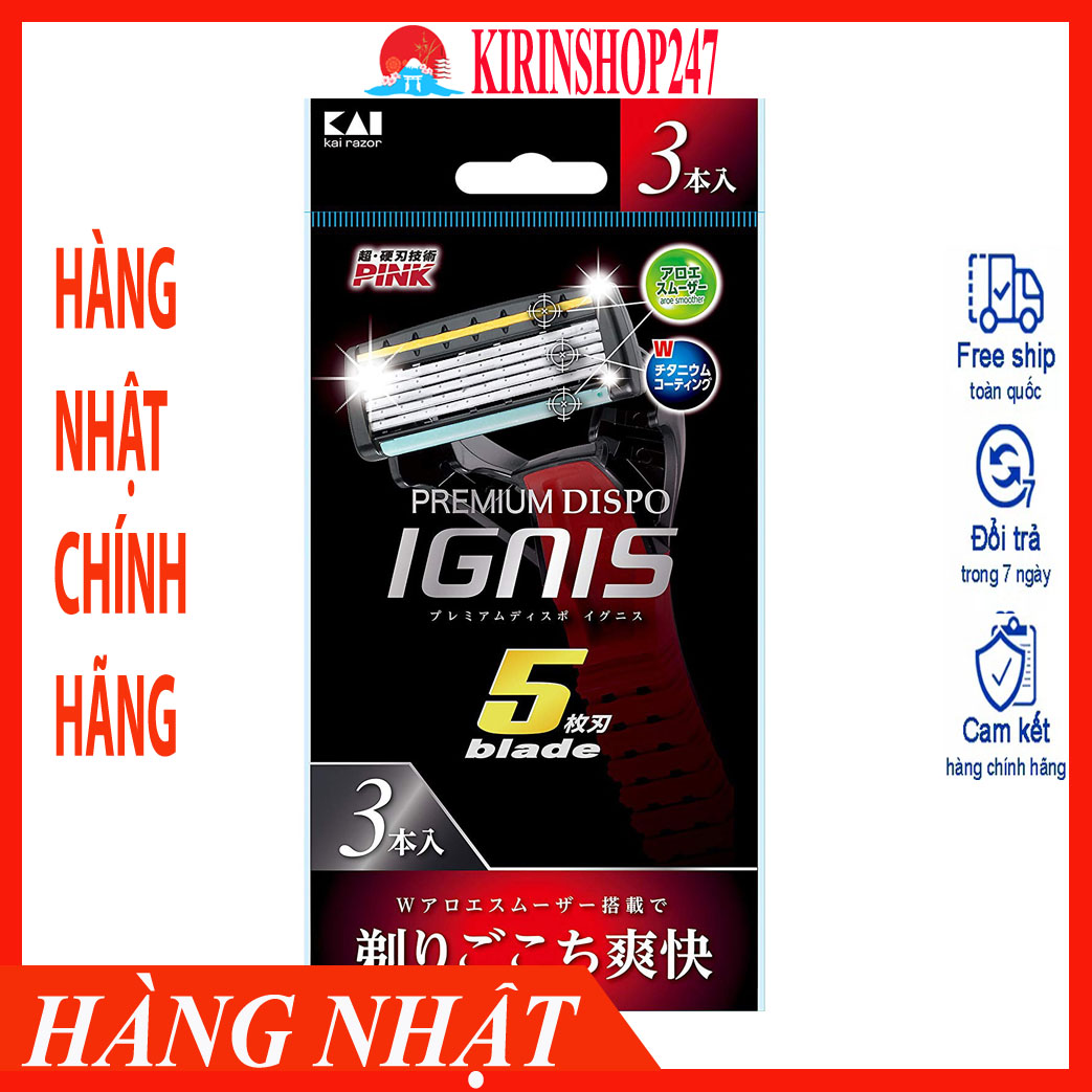Set 3 dao cạo râu 5 lưỡi kép ignis kai hàng nhật