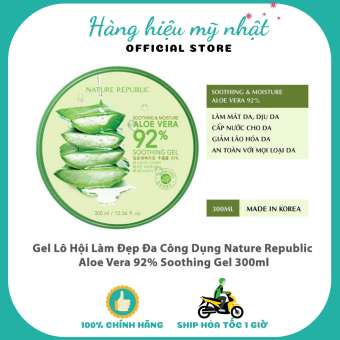 Gel Dưỡng Ẩm Nha Đam Nature Republic Aloe Vera 92% Soothing Gel 300ml - Hàn Quốc Chính Hãng