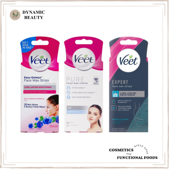 Wax Veet miếng dán tẩy lông mặt và ria mép veet pure cold wax strips face sensitive skin/ expert/ easy gel wax 20 miếng