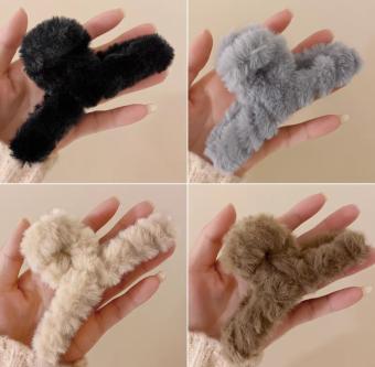 Kẹp tóc càng cua cỡ lớn phối lông tơ