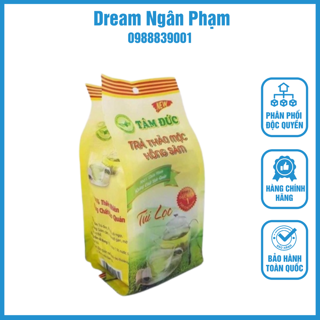Trà thảo mộc hồng sâm tâm đức dạng túi lọc 300gr giúp thanh nhiệt giải độc mát gan