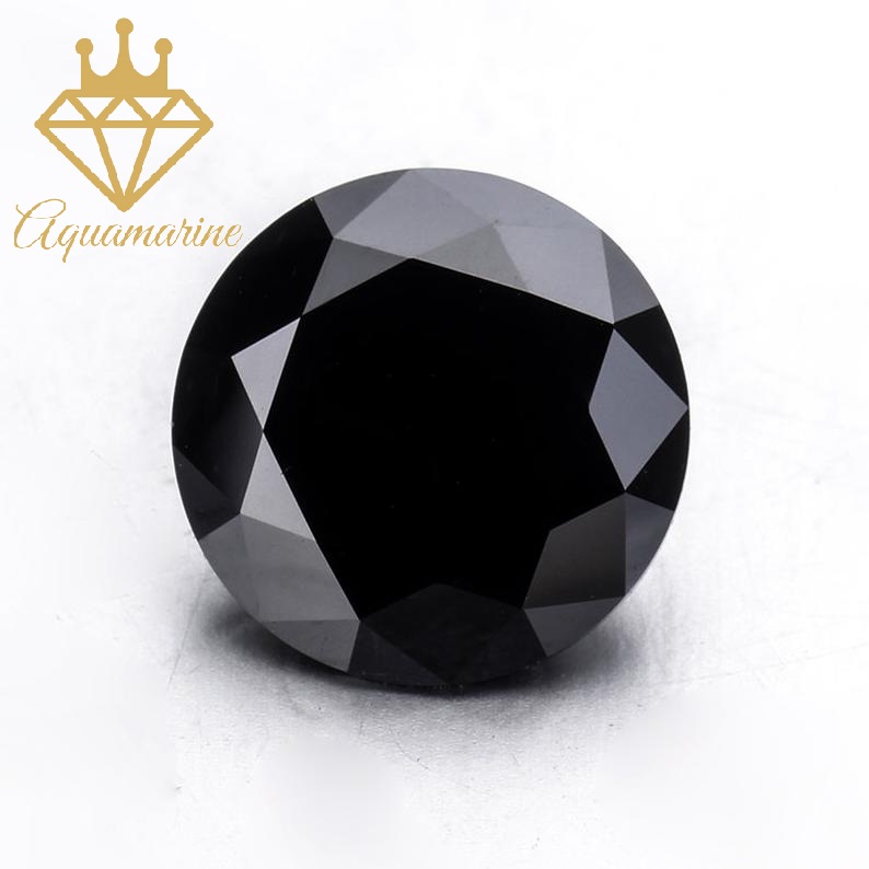 (Size 6.8 ly) Kim cương nhân tạo Moissanite giác cắt tròn màu đen