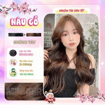 Thuốc nhuộm tóc nâu, Thuốc nhuộm tóc màu Nâu Gỗ, MinHair, tặng kèm oxy trợ dưỡng và bao tay