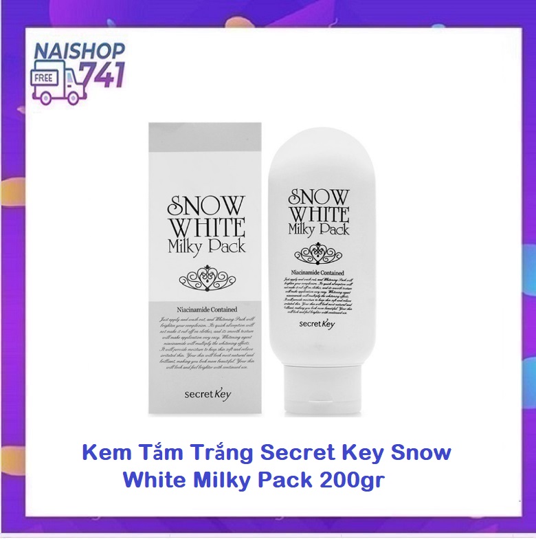 Kem tắm trắng secret key snow white milky pack 200gr