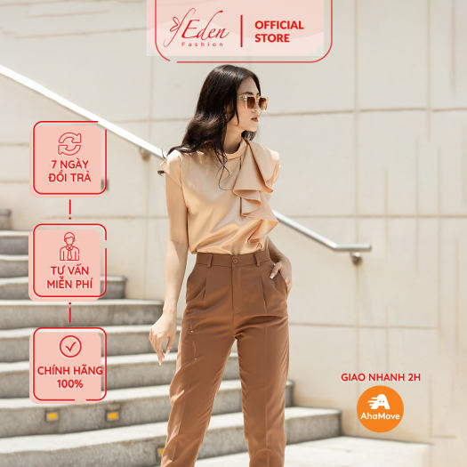 Áo kiểu nữ công sở thời trang Eden tay cánh dơi phối bèo - ASM148