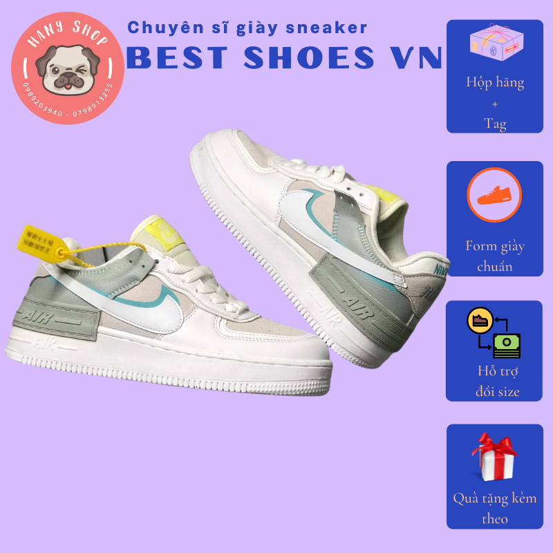 GIÀY THỂ THAO NỮ UNISEX AF1 SHADOW SPRUCE AURA GREEN MẪU HOT 2020 - HÀNG CAO CẤP FULL BOX || TẶNG HỘP VÀ CHAI TẨY