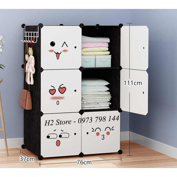 Tủ nhựa ghép đựng quần áo đa năng 6 ô