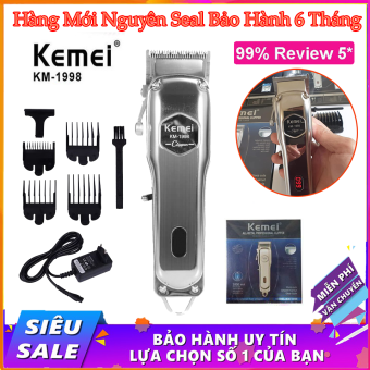 Tông đơ cắt tóc Kemei KM-1998 vỏ nhôm Tông đơ cắt tóc không dây chuyên nghiệp kemei  KM-1998 TÔNG ĐƠ CẮT TÓC KEMEI KM - 1998 MÁY NHẸ SIÊU MẠNH Tông đơ cắt tóc Kemei KM-1998 có màn hình LED hiển thị toàn thân là hợp kim1998