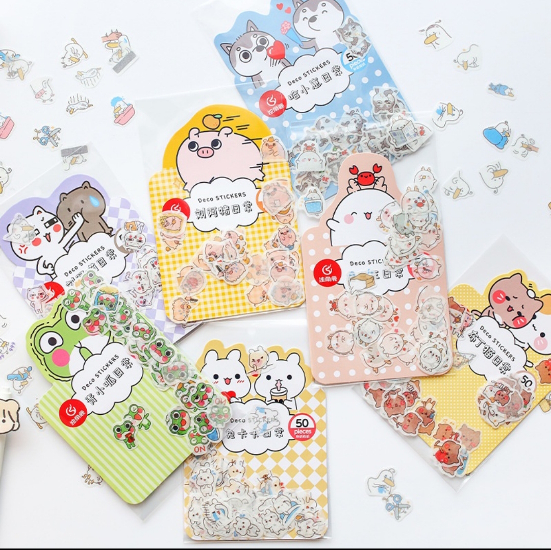Sticker gói 50 hình con vật dễ thương
