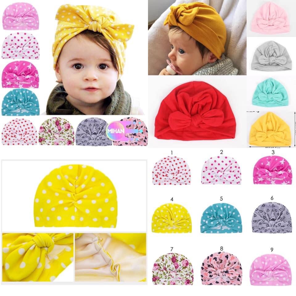 Mũ TURBAN CÓ NƠ cho bé gái từ 3-18 tháng siêu dễ thương