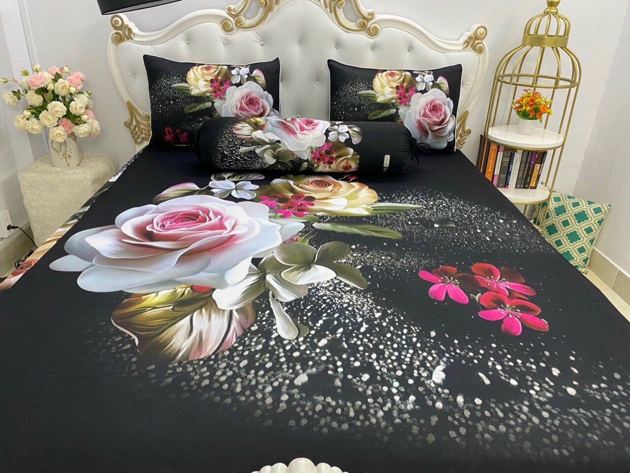 Bộ Drap+áo gối { 4 món} thun Ý 5D Cao Cấp , mát lạnh, thấm hút tốt."