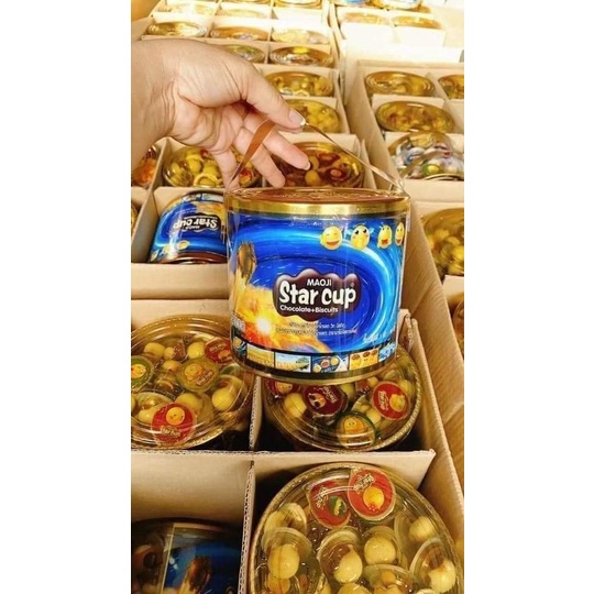 Thùng Bánh Quy Viên Kem Socola Maoji Star Cup Thái Lan