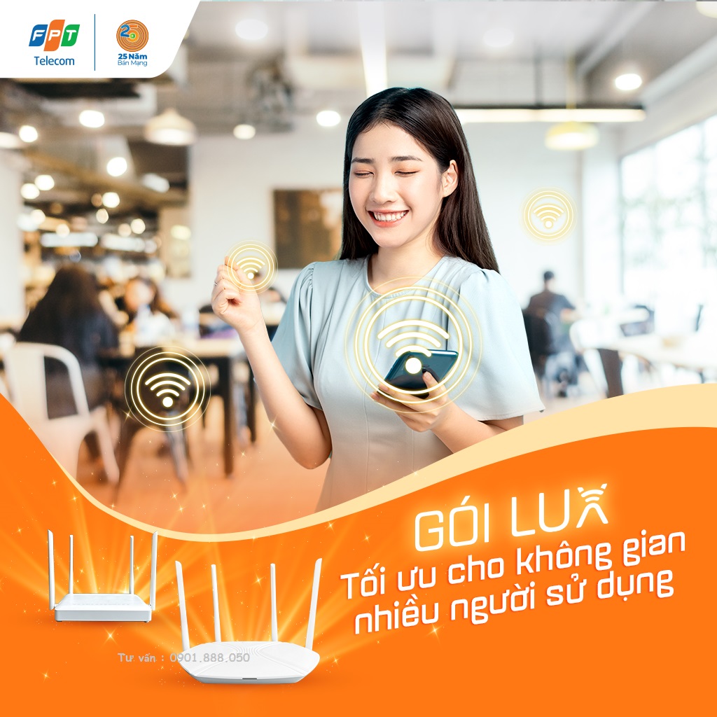 Wifi mesh COMBO LUX - Internet FPT WIFI 6 LUX Hệ thống WiFi Mesh tối tân với 01 Modem router WIFI 6 