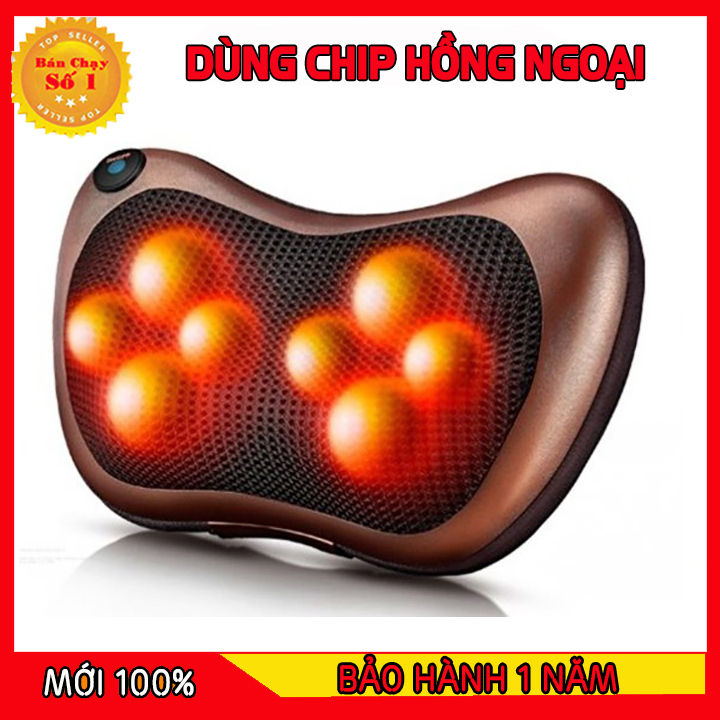[HÀNG TỐT]  MÁY MASSAGE VAI GÁY - Gối MASSAGE Hồng Ngoại 8 BI - LOẠI TỐT  - Tặng Cáp cho Ôto