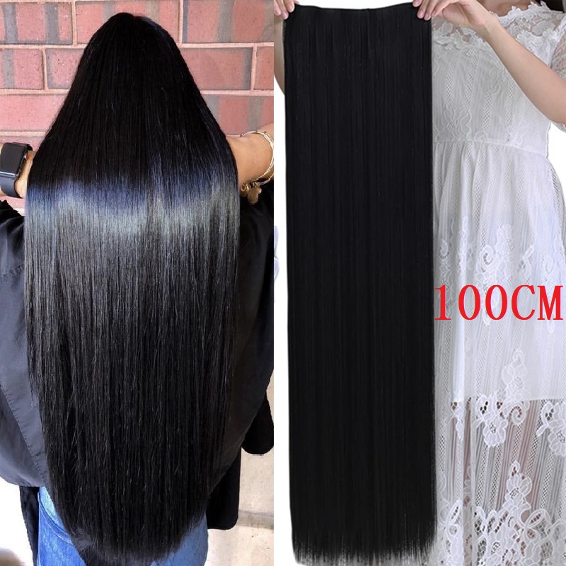 Phần mở rộng tóc dài thẳng có kẹp cực dài 100cm dành cho nữ