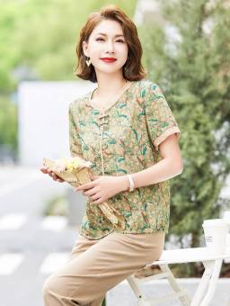 Đồ bộ cho mẹ mặc nhà trung niên, bộ Lụa Pháp nữ trung niên cho mẹ-TL02