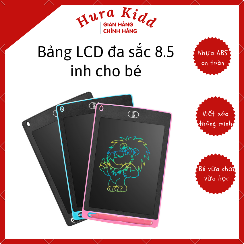 Bảng vẽ điện tử thông minh bảng LCD đa sắc tự xóa 8.5 inh cho bé giúp bé tập viết và vẽ không làm bẩn tay - Hura Kidd