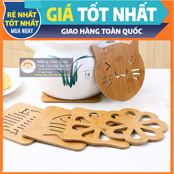 Miếng gỗ lót nồi bằng gỗ ngộ nghĩnh tiện lợi nhiều kích thước