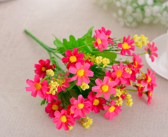 Hoa Giả -28 bông Hoa Lụa cúc nhí 7 cánh - HG82