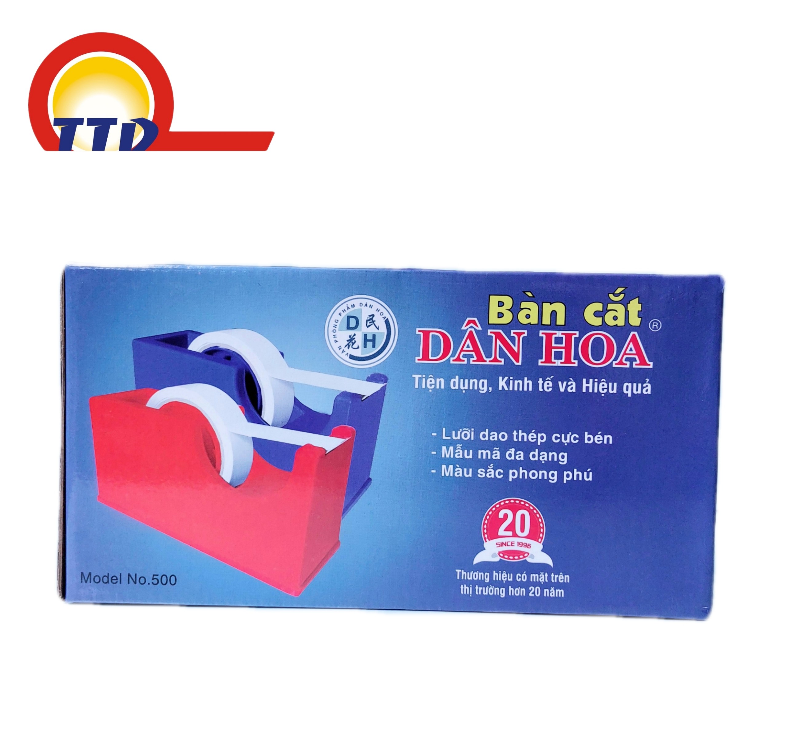 Cắt băng dính để bàn - dân hoa 500 - cắt băng keo 2,5cm
