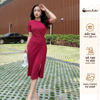 SWANLAKE | Đầm Thun Xoắn Eo Trẻ Trung, Thun Gân Ôm Body Dày Dặn, Không Lộ Viền - MÃ: D10637LW01